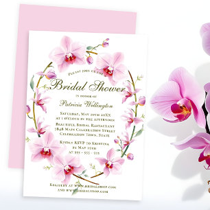 Romantisches Rosa Orchideen Brautparty Einladung