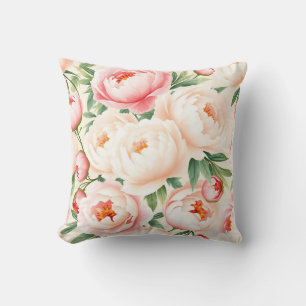 Romantisches Rosa Pfingstrosen-Muster Kissen