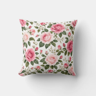 Romantisches rosa Rosen-Blumenmuster ohne Naht Kissen