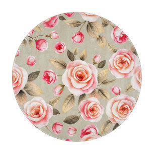 Romantisches rosa Rosen-Blumenmuster Schneidebrett