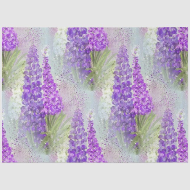 Romantisches Rosa und Lila, florales Lupin Seidenpapier (Vorderseite)