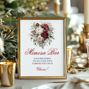 Romantisches Rosafarbenes Burgunder Mimosa Bar Tis Poster