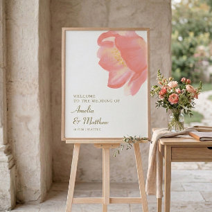 Romantisches rosafarbenes florales modernes Hochze Poster