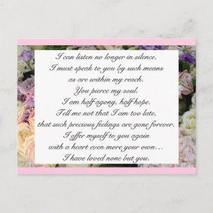 Romantisches Rosarot Florales Jane-Austen-Liebeszi Postkarte