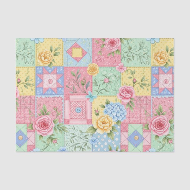 Romantisches Rosen-Patchwork-Muster Seidenpapier (Vorderseite)
