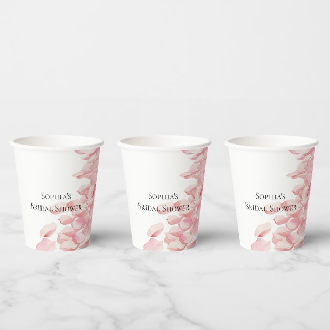 Romantisches Rosenblättriges Brautparty Pappbecher (Multi)