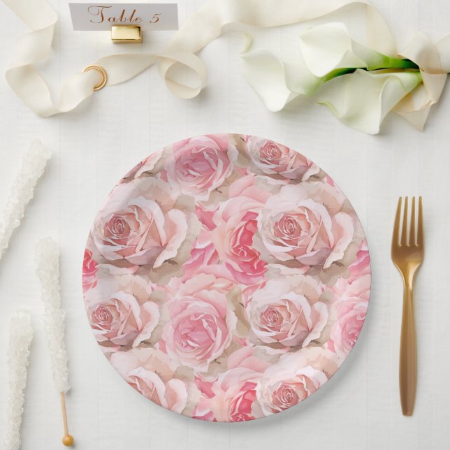Romantisches Rosengebirge Brautparty Pappteller (Hochzeit)