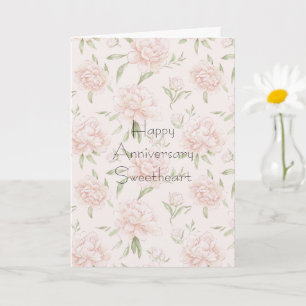 Romantisches Rosenrot Florales Jubiläum Karte