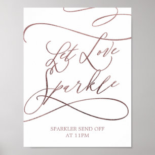 Romantisches Rosenschriftzug Lasst die Liebe funke Poster