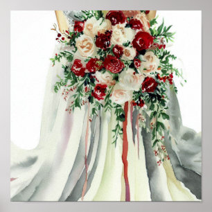Romantisches Rot, Bridal Cascading Bouquet (1) Poster