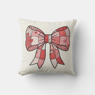 Romantisches Rot-Rosa-Patchwork-Band-Schleifen-Zei Kissen