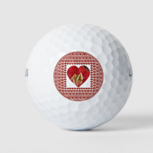 Romantisches rotes Blumenherzdesign für 4 besonder Golfball