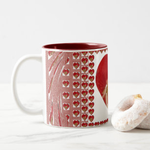 Romantisches rotes Blumenherzdesign für 4 besonder Zweifarbige Tasse