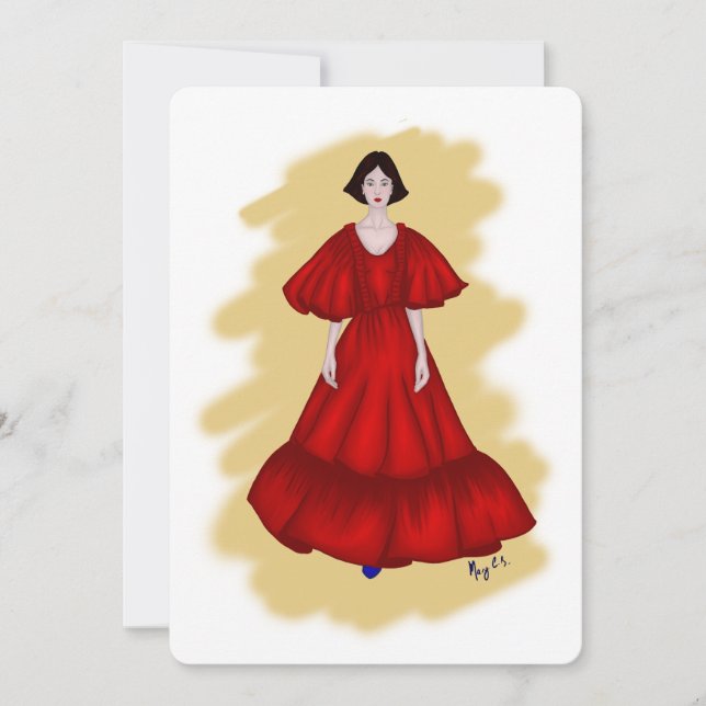 Romantisches Rotes Got mit weichgelbem Stil Einladung (Vorderseite)