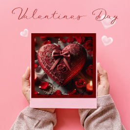 ROMANTISCHES ROTES HERZ & CANDLES VALENTINES FEIERTAGSKARTE