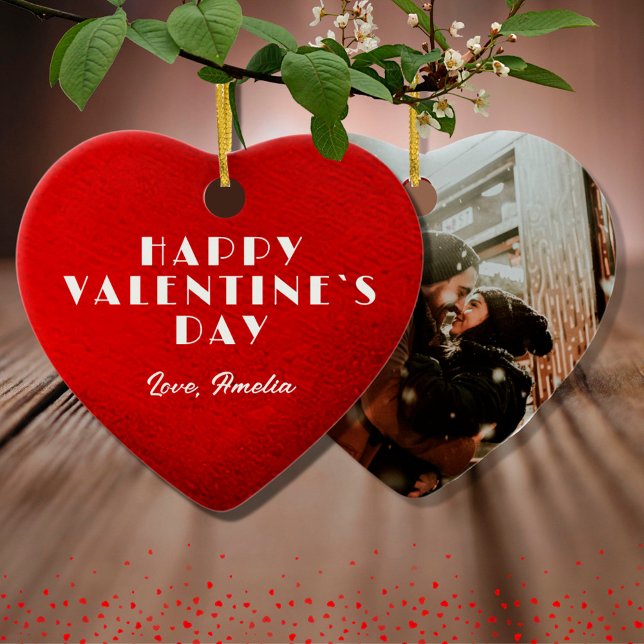 Romantisches Rotes Herz Foto Valentinstag Keramik Ornament (Von Creator hochgeladen)