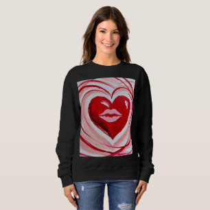 Romantisches rotes Herz & Lippen künstlerisches T- Sweatshirt