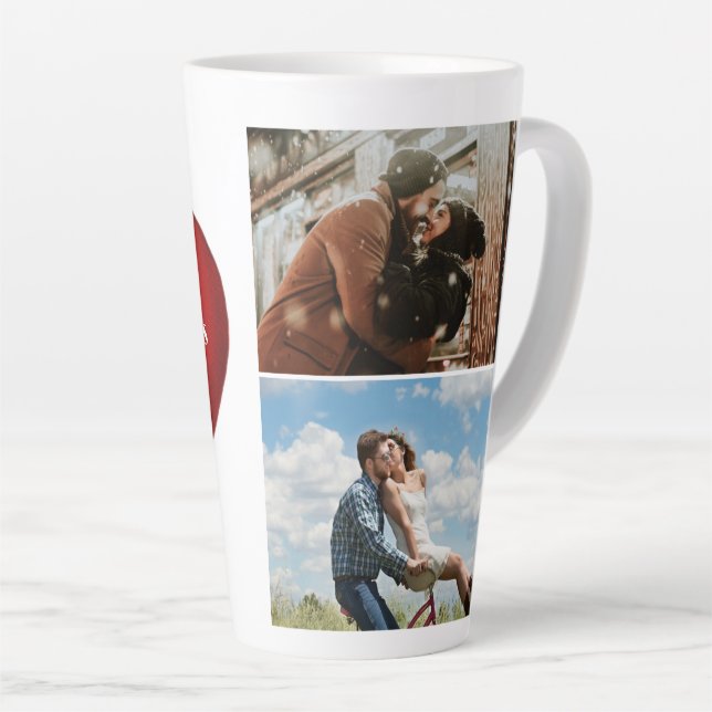 Romantisches Rotes Herz mit dem Valentinstag-Foto Milchtasse (Rechte Ecke)