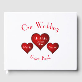 Romantisches Rotes Herz mit Name und Hochzeitdatum Gästebuch