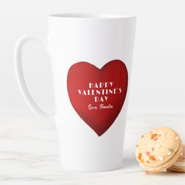 Romantisches Rotes Herz mit Name Valentinstag Milchtasse (Beispiel)