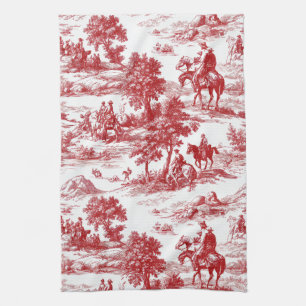 Romantisches rotes Landtoile-Naturmuster Geschirrtuch