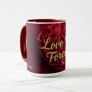 Romantisches rotes Rosenherz "Liebe dich für immer Tasse