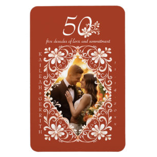 Romantisches Rotes Rot 50 Jubiläum Foto Magnet
