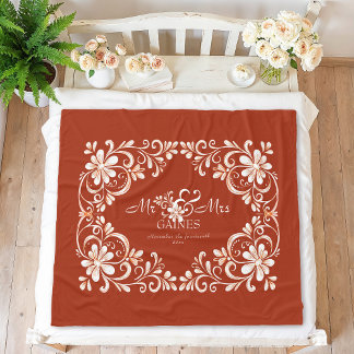 Romantisches rotes Rust Shabby Chic Herr und Frau  Fleecedecke