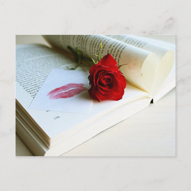 Romantisches rustikales Buch der Liebe Postkarte (Vorderseite)