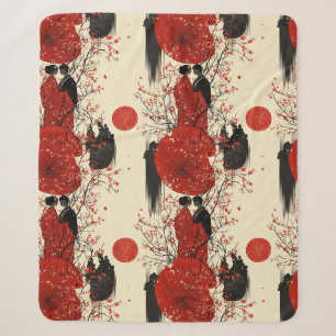 Romantisches Sakura-Kimono-Paar-Muster (4) Sherpadecke