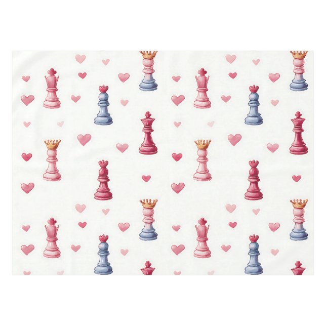 Romantisches Schachherzen Valentinstag Tischdecke (Vorderseite (Horizontal))