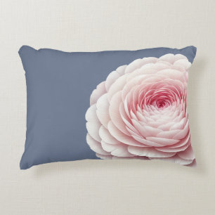 Romantisches Schieferblau-Rosé-Blumen-Wurfkissen Dekokissen