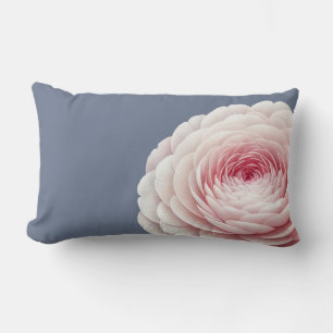 Romantisches Schieferblau-Rosé-Blumen-Wurfkissen Lendenkissen