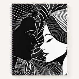 Romantisches Schwarz-Weiß-Silhouette Notizbuch
