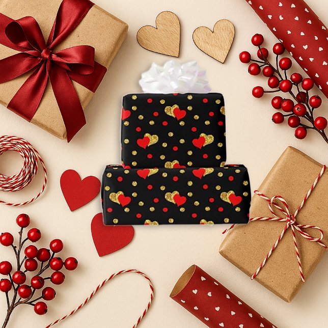 Romantisches Schwarzherz-Design Geschenkpapier (Von Creator hochgeladen)
