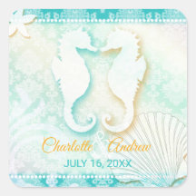 Romantisches Seepferd Pair Beach Hochzeit Save the