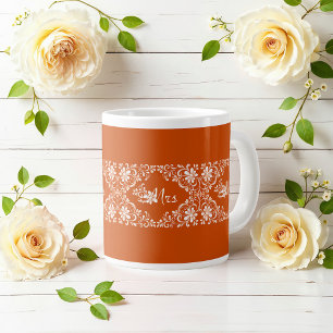 Romantisches Shabby Chic Burnt Orange Mrs. Wedding Jumbo-Tasse