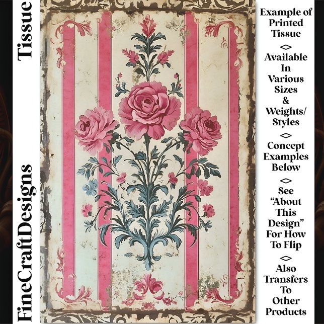 Romantisches Shabby Chic Pink Roses CZ8 Decoupage Seidenpapier (Von Creator hochgeladen)