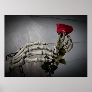 Romantisches Skelett mit Rose Poster