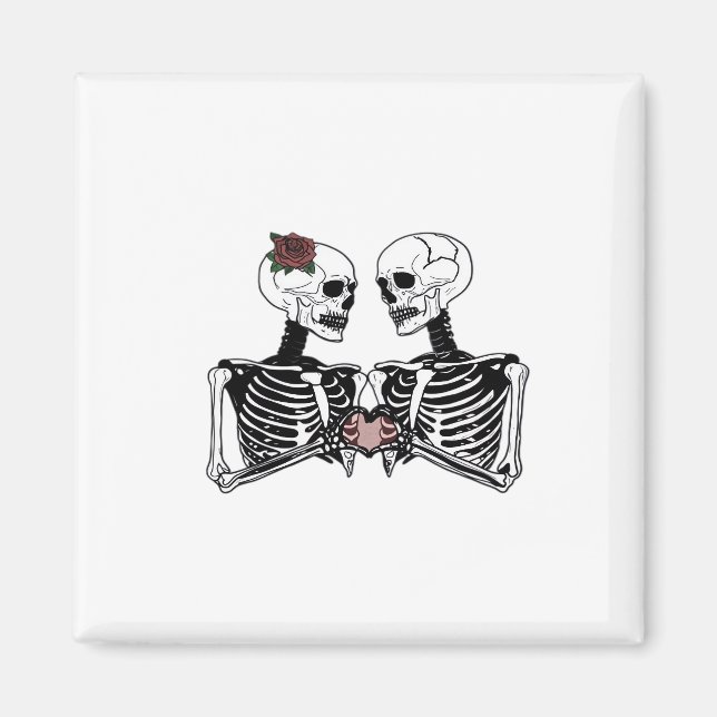 Romantisches Skelettkaffee - Gotik mit Herz Magnet (Vorne)