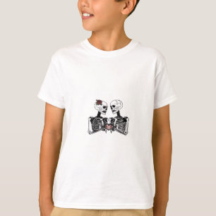 Romantisches Skelettkaffee - Gotik mit Herz T-Shirt