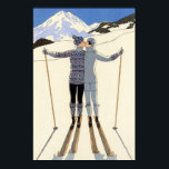 Romantisches Skivergnügen Poster<br><div class="desc">Romantisches Skivergnügen. Georges Barbier Winter Illustration. Eine niedliche Vintage Skizzenillustrierung aus der Deko-Zeit. Georges Barbier schuf vier schöne Saisonbilder mit romantischen Paaren und liebevollen Freunden. Im Winter küssen zwei Skifahrer auf der Winterpiste. Ein großartiges Geschenk für Fans von Vintagen Illustrationen,  Deko Art und Georges Barbier.</div>