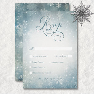 Romantisches Snow Blue & White Sparkle Dinner RSVP Karte