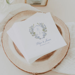 Romantisches Soft Blue Monogram Wappen Wedding Serviette