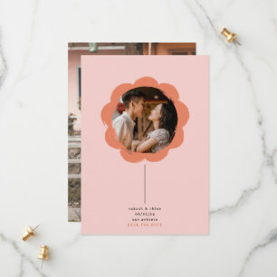 Romantisches Sommer-Retro-Blumen-Foto-Hochzeit Save The Date