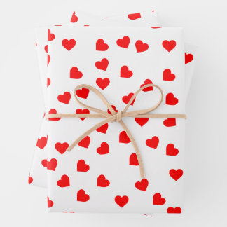 Romantisches, spielerisches Rotes Herzmuster Geschenkpapier Set