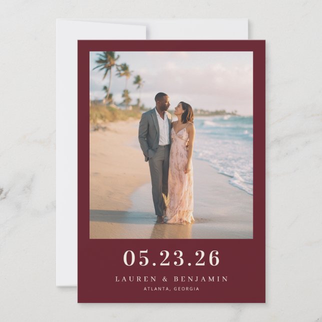 Romantisches Strandfoto Save The Date (Vorderseite)