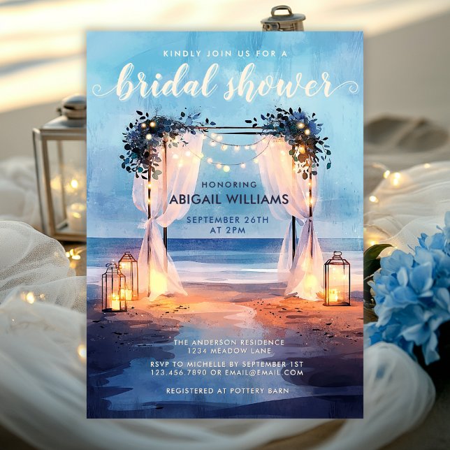Romantisches Strandleben Twilight Ocean Brautparty Einladung (Romantic Beachfront Twilight Ocean Bridal Shower Invitation)