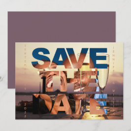 Romantisches Sunset Champagne Flutes Foto Hochzeit Save The Date