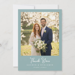 Romantisches Teal Elegantes Foto Dankeskarte